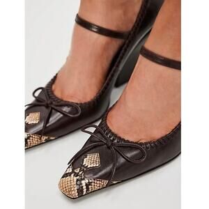 NWOB JEFFREY CAMPBELL Western Vibes Block Heels - Beige Black Snake | Size 9